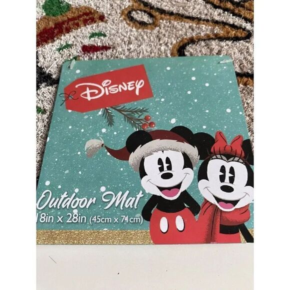 Disney Minnie Mouse Aristocats  Sledding Christmas Season Coir Door Mat 18x28” - Picture 2 of 8